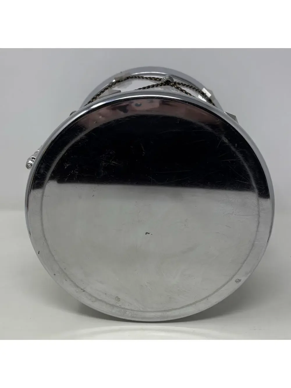 VTG Ice Bucket with Lid Snare Drum MCM Barware White & Silver Design Bar Ware
